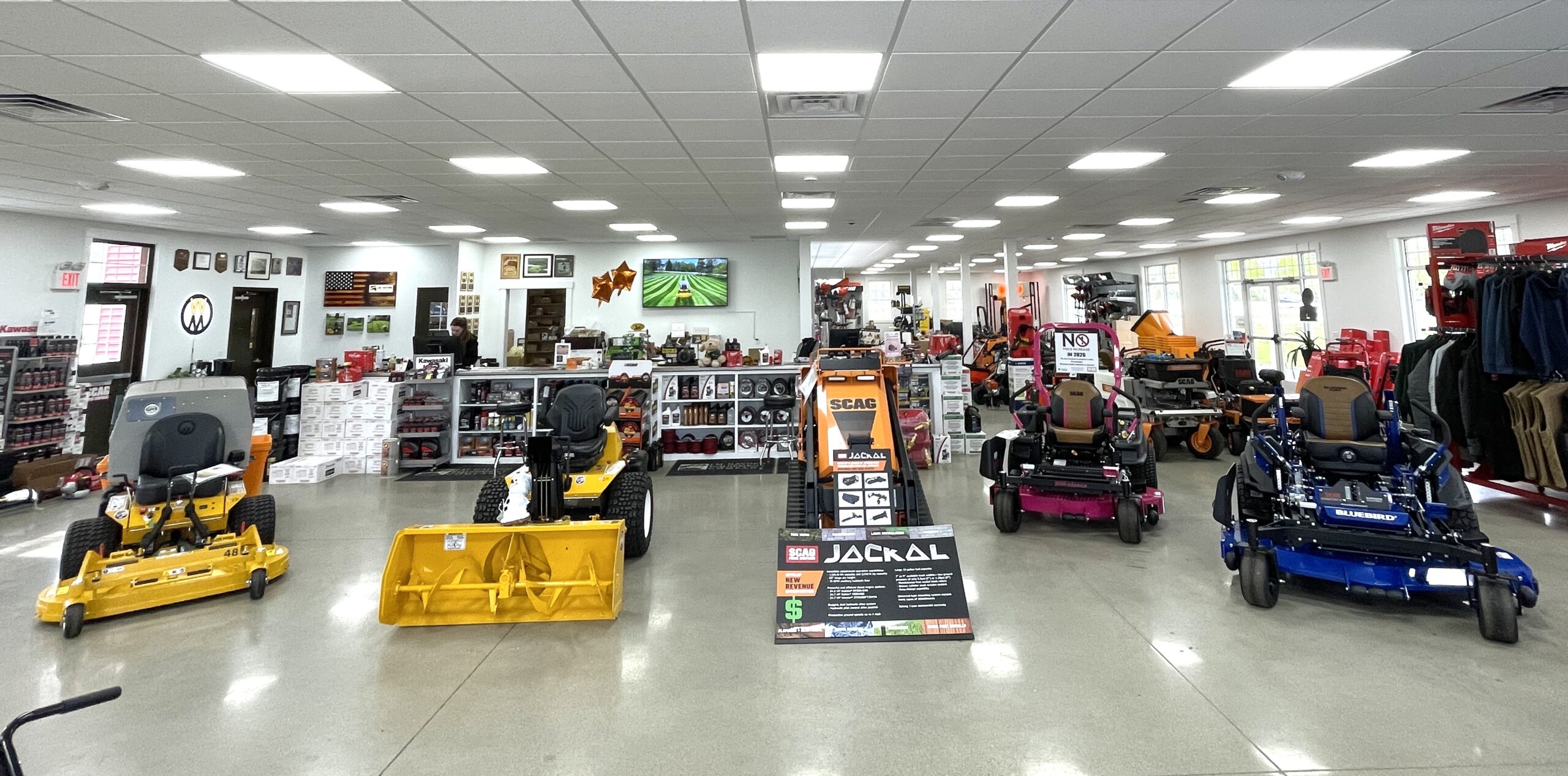 Shows the Showroom commercial landscape equipment store